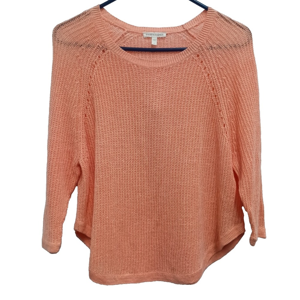 Eileen Fisher Womens Linen Sweater Small Peach Quite Luxury‎ Timeless Minimalist